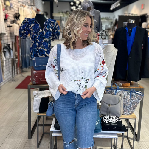 Pol Free Spirit White Cropped Boho Sweater