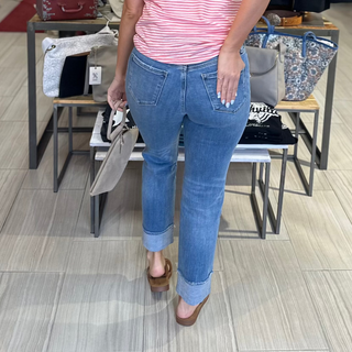 Flying Monkey High Rise Cuffed Crop Straight Jeans