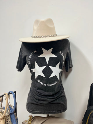 Made in Nashville Three Star Graphic Tee - White Lily Boutique