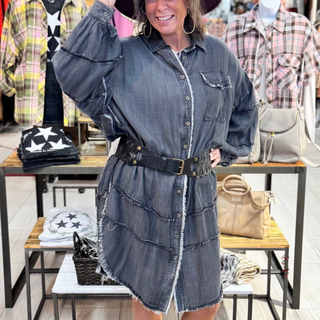 Black Denim Chambray Dress - White Lily Boutique