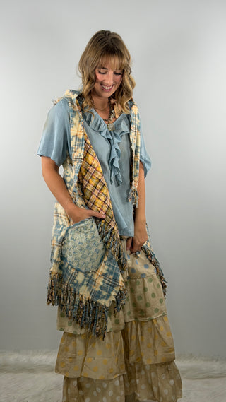 Double Take Reversible Vest in Mustard to Denim by Rare Bird