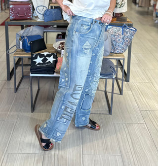 Peace and Love Denim Jeans - White Lily Boutique