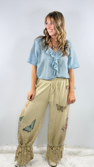 A Rare Bird Love Eloise Butterfly Appliqué pants
