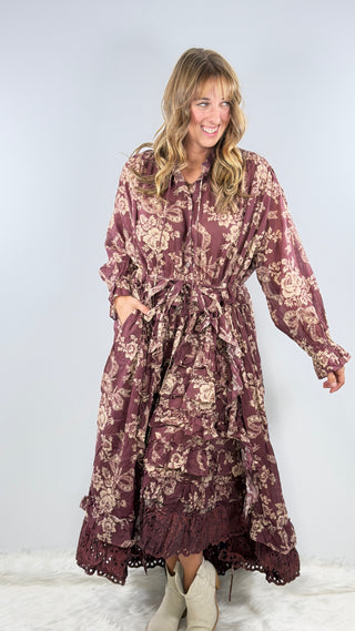 Jaded Gypsy Whispering Blooms Duster Wine