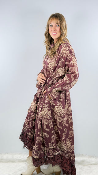 Jaded Gypsy Whispering Blooms Duster Wine