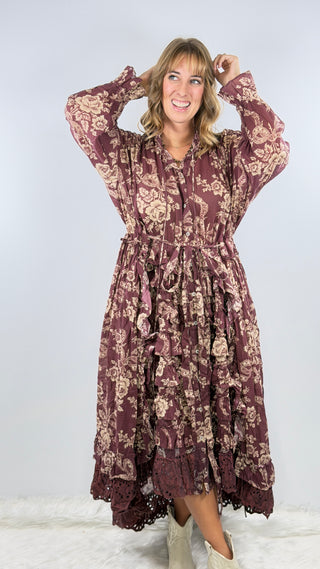 Jaded Gypsy Whispering Blooms Duster Wine