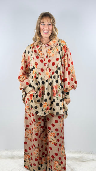 Jaded Gypsy Starlight Drift Pants Ruby Dot