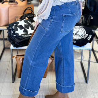 Vervet High Rise Super Soft Baggy Wide Denim Jean - White Lily Boutique