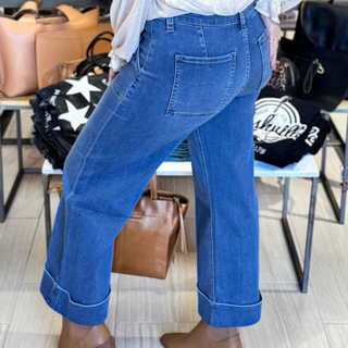 Vervet High Rise Super Soft Baggy Wide Denim Jean - White Lily Boutique