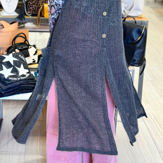 Black Charcoal Knit Sweater Vest Cardigan - White Lily Boutique