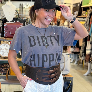 Jaded Gypsy Dirty Hippie Tee Vintage Navy
