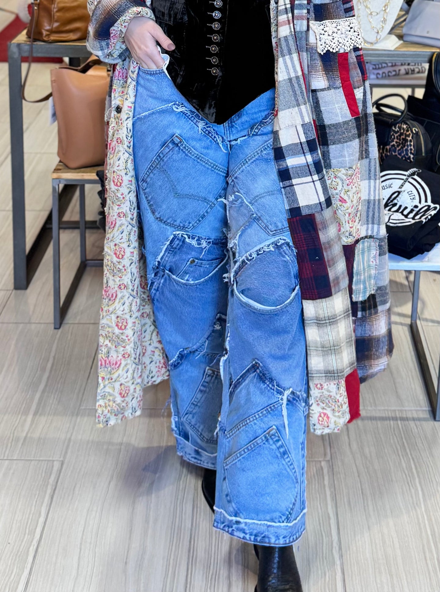 Jaded Gypsy Levi Patchwork Denim Jean Pants