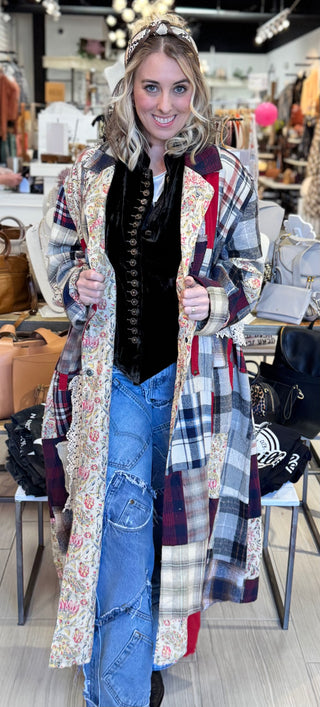Cozy Afternoons Stroll Patchwork Jacket - White Lily Boutique