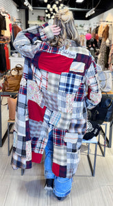 Jaded Gypsy Cozy Afternoons Stroll Patchwork jacket in multi colors and plaids