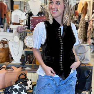 Mesmerized Velvet Vest - White Lily Boutique