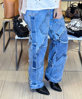 Levi Patchwork Denim Jean Pants - White Lily Boutique