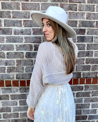 Shimmer Pointelle Shrug Shawl - White Lily Boutique