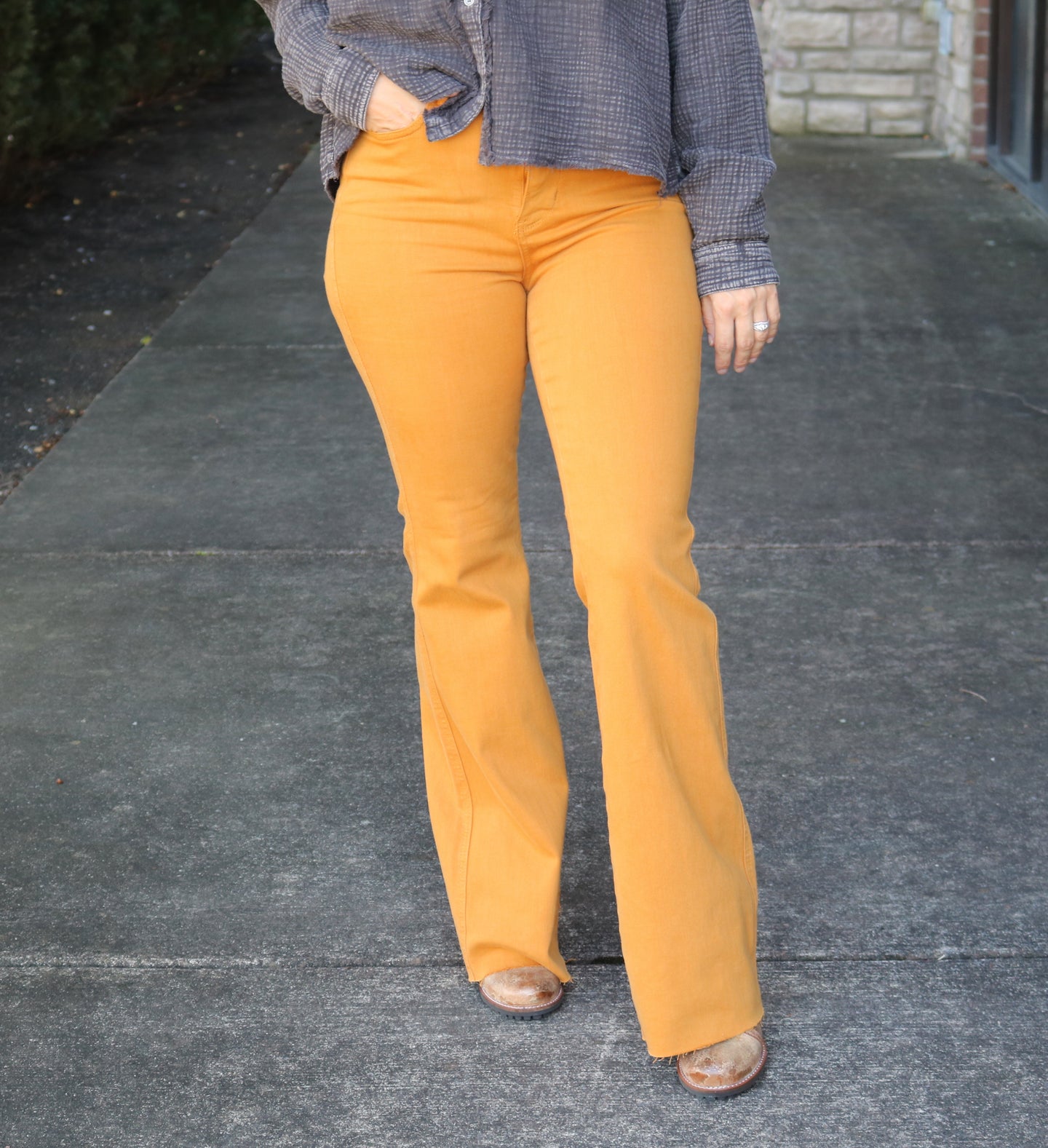 Judy Blue Jeans High Waisted Tummy Control Flare in Marigold