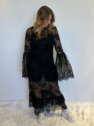 Jaded Gypsy Garden Tea Lace Dress Black will all lace design and boho vintage silhouette