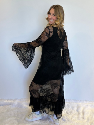 Jaded Gypsy Garden Tea Lace Dress Black will all lace design and boho vintage silhouette