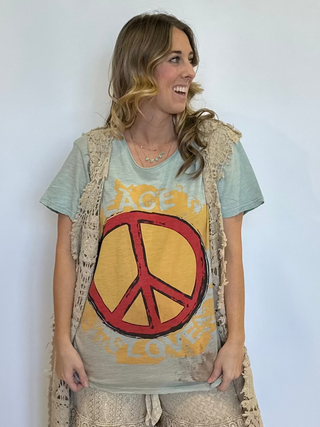 Jaded Gypsy Moon Dance Boho Peaceful Days Tee – Distressed Vintage Cotton Graphic Shirt relaxed boho fit