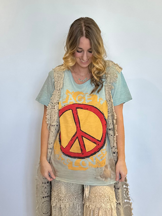 Jaded Gypsy Moon Dance Boho Peaceful Days Tee – Distressed Vintage Cotton Graphic Shirt relaxed boho fit