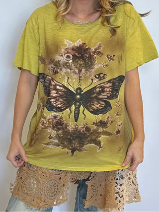 Oversized Jaded Gypsy Moon Dance Boho graphic tee with relaxed fit and vintage-inspired design