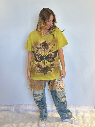Oversized Jaded Gypsy Moon Dance Boho graphic tee with relaxed fit and vintage-inspired design
