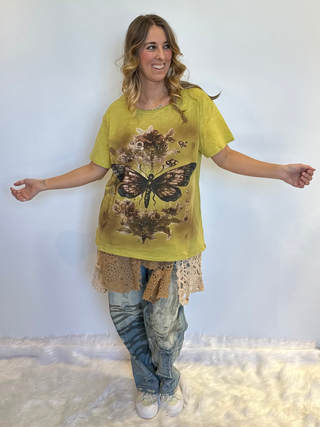 Oversized Jaded Gypsy Moon Dance Boho graphic tee with relaxed fit and vintage-inspired design