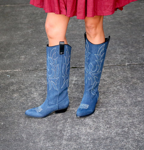 Denim Blue cowgirl Boots. Boots for Nashville