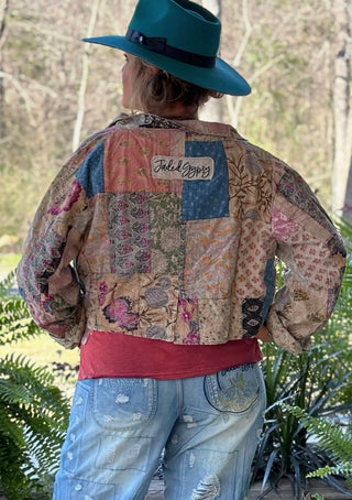 Jaded Gypsy Midnight Garden Crop Jacket with relaxed boho fit and artisanal detailing