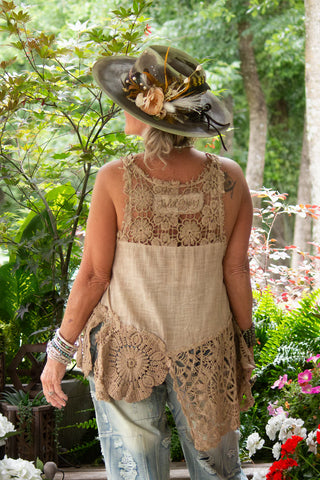 Jaded Gypsy Whispers of Lace Artisan Crochet Cotton Tank