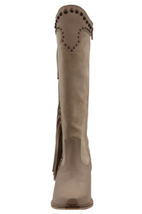 Palomino Leather Boot with Studs and Fringe