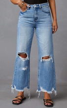 Distressed Raw Hem Jeans with Pockets