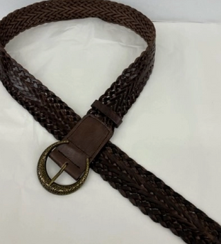 BAH02  Black Organic Leather Braided Belt - White Lily Boutique