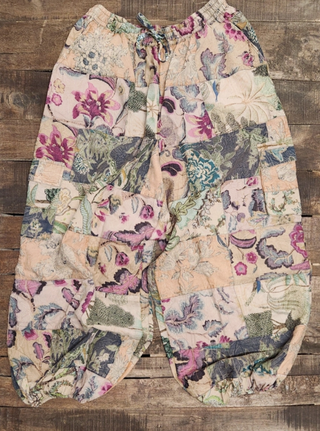 Jaded Gypsy Evening Garden Walks wide leg pants in moody floral print with soft drape and elastic waist 