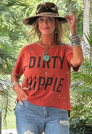 Jaded Gypsy Dirty Hippie Rust colored vintage style graphic tee with relaxed fit