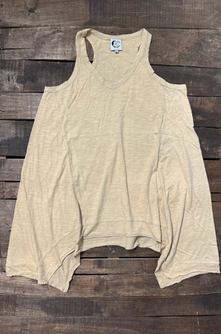 Jaded Gypsy Beyond The Moon Cotton Racerback Tank | Artisanal Oatmeal Neutral