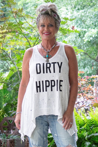 Jaded Gypsy Beyond The Moon Tank - Dirty Hippie Parchment 