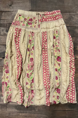 Jaded Gypsy Garden Day Dream | Artisanal Tiered Cotton Midi Skirt