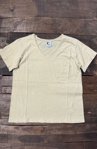 Jaded Gypsy Moon Dance V-Neck Tee: Artisanal Oatmeal Cotton Essential