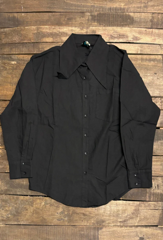 Midnight To The Point Collar Shirt | Luxury Cotton Artisan Button-Down by Jaded Gypsy
