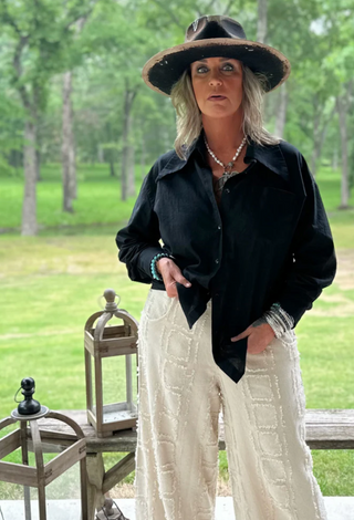 Midnight To The Point Collar Shirt | Luxury Cotton Artisan Button-Down by Jaded Gypsy