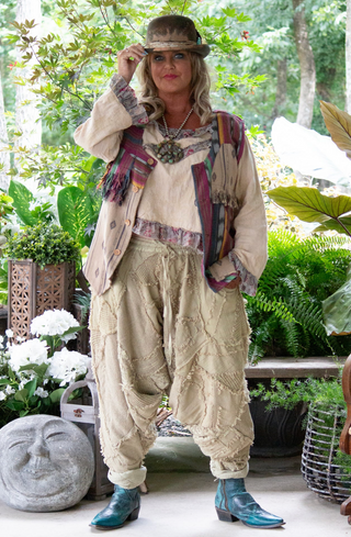 Sunsetter Drift Artisanal Harem Pants in Oat | Designer Jaded Gypsy
