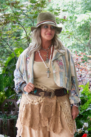 Jaded Gypsy Enchanted Dreams Jacket - Dusty Blue Stripe