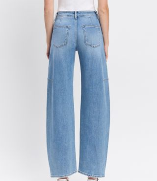Super High Rise Wide Barrel Denim Jean by Vervet - White Lily Boutique
