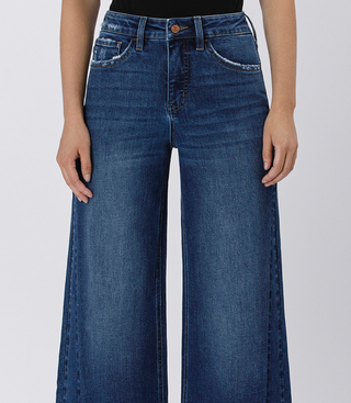 High Rise Waist Slightly Distressed Detail Tummy Control Jean - White Lily Boutique