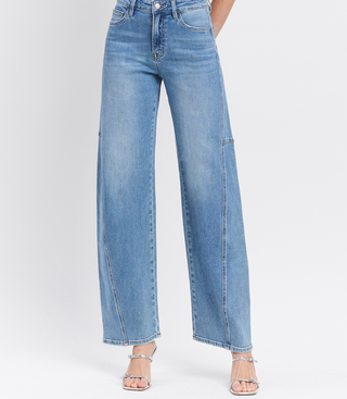 Super High Rise Wide Barrel Denim Jean by Vervet - White Lily Boutique