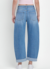 Super High Rise Double Cuff Barrel Denim Jean