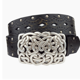 Western Silver Rectangular Concho Leather Belt